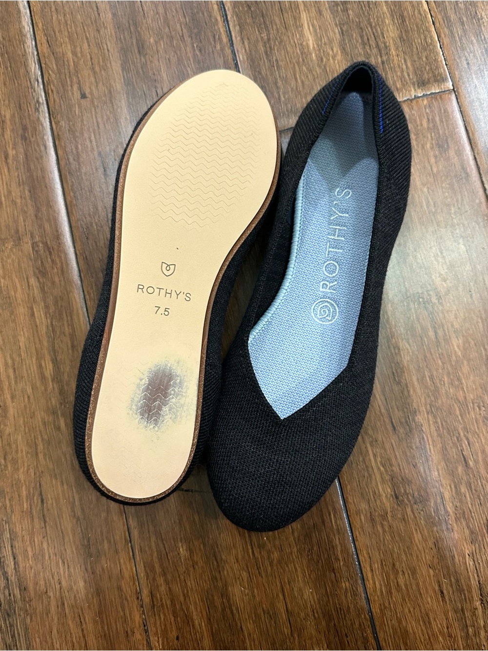 Rothy’s The Daily Flat Black Knit Ballet Flats Women’s 7.5 - Picture 8 of 8